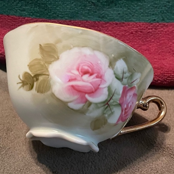 2 Vintage Leafton Full Size Footed Set Of 2 Tea Cups With Matched Saucers - Picture 4 of 4